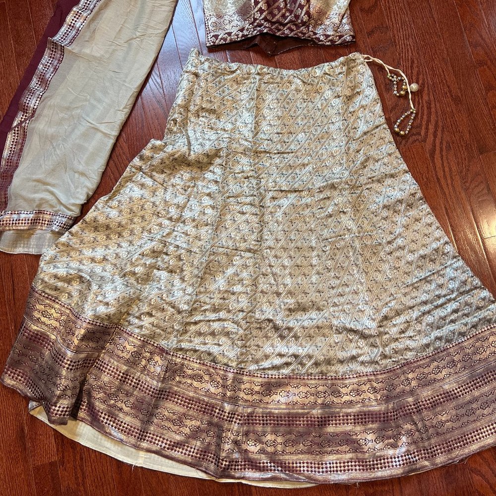 Metallic and Maroon Lengha